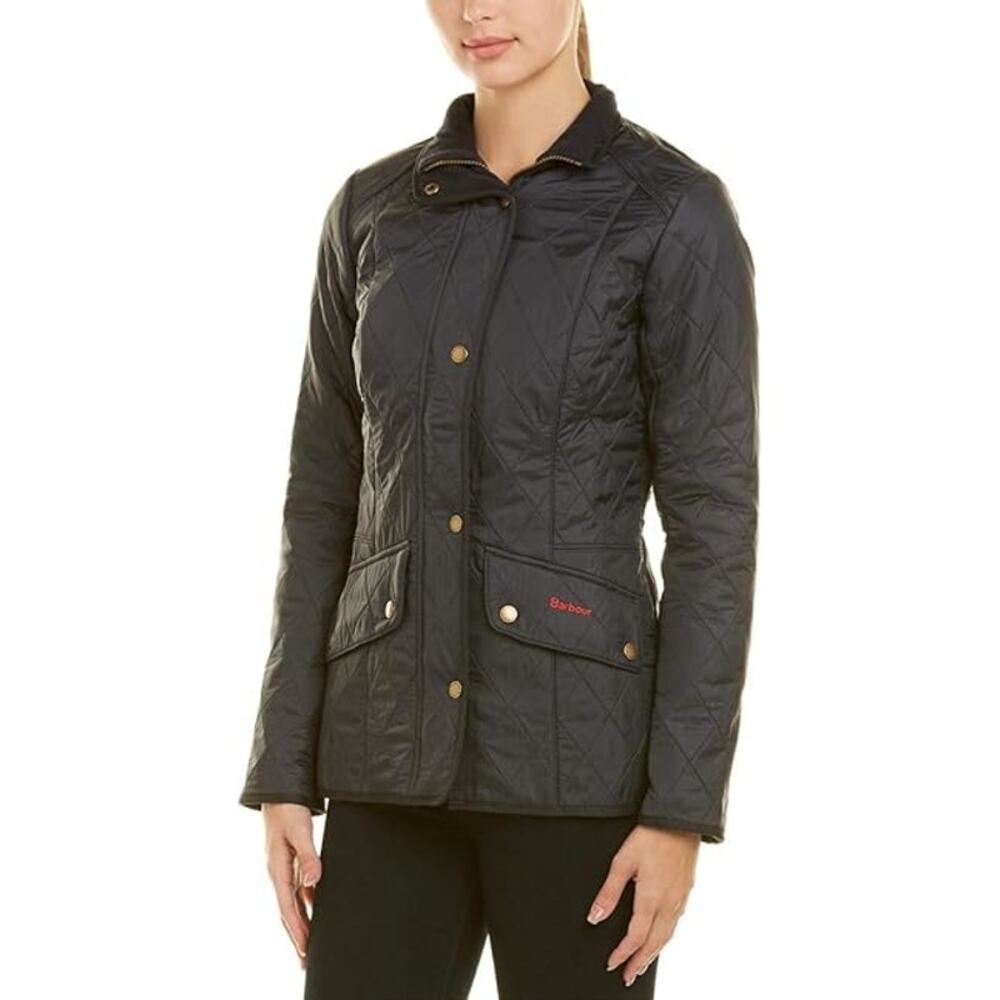 Barbour Cavalry Polarquilt Quilted Jacket Classic Snap & Zip Front Navy Size 8